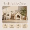 FSC Solid Cedar Pet House – Cream Yellow Cabin Style Indoor Shelter for Small Dogs & Cats