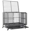 Dog Cage Black and Silver Steel with silver spray painting Large