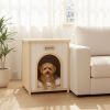 Lumicedar Cream Yellow Flat Roof Pet House FSC Solid Wood 53×51.6×60 cm Indoor Shelter for Small Cats & Dogs