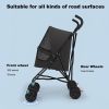 Pet Stroller for Small Dogs Cats with Mesh Ventilation, Lightweight Foldable Design, Cup Holder, Black