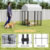 Outdoor Dog Kennel with Roof, 4' x 4' x 6' Heavy Duty Welded Wire Dog Playpen Enclosure with Escape-proof Lock
