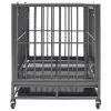 Dog Cage Black and Silver Steel Medium Lockable Wheels Dog Cage