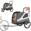 Dog Bike Trailer, Supports up to 100 lbs, 2-in-1 Pet Stroller Cart Bicycle Carrier for Small & Large Dogs, Easy Folding Frame with Quick Release Wheel
