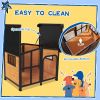 43" L Wooden Dog House, Outdoor Waterproof Dog Kennel for Large Dogs with Openable Roof & Giant Window, Yellow